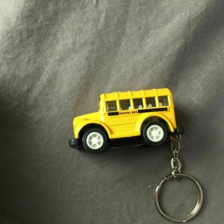 School Bus Keychain Keyring Yellow Metal