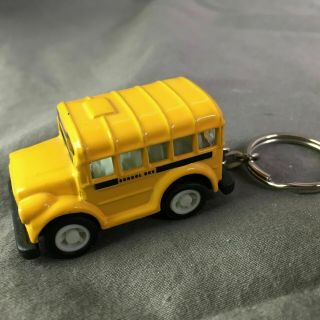 School Bus Keychain Keyring Yellow Metal 2
