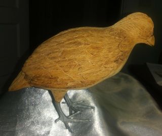 Big Vintage Carved Wood B.  W.  Quail 1981 Signed R.  L.  Oelis (sp?) Bird