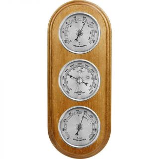 Weather Station Barometer Thermometer Hygrometer Silver Coloured Dials Gift