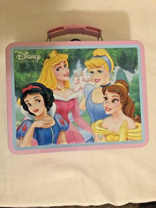 Disney Princess 4 Collectible Metal Tin Lunch Box Snowwhite Cinderella Belle Aur