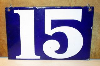VINTAGE FACTORY PORCELAIN 2 SIDED TAG SIGN 15 WITH CHAIN 2