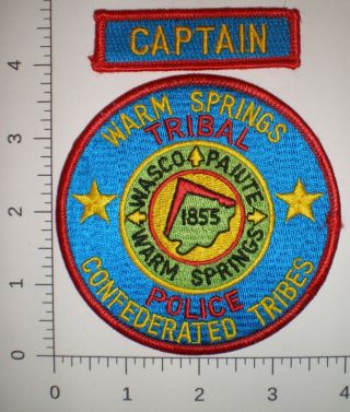 Or Oregon Warm Springs Indian Tribes Wasco & Paiute Tribal Police Captain Patch