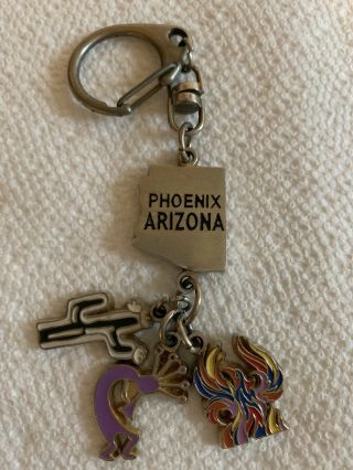 Phoenix Arizona Silver Tone Metal & Enamel Keychain
