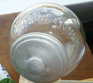 The Nut House Glass Display Jar Lowell Ma Vintage Round Canister