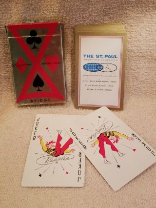 Vintage Advertising Bridge Playing Cards St.  Paul Insurance Remembrance Brand 2