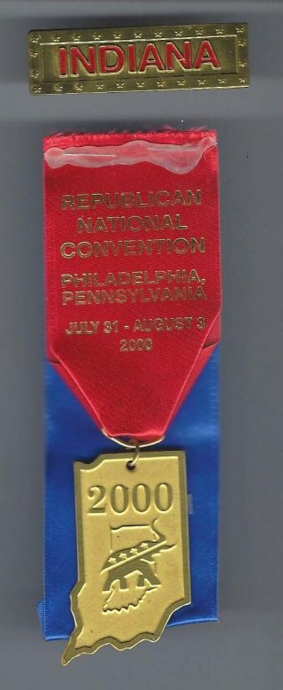2000 Republican National Convention - Indiana Delegation Badge - Bush Year