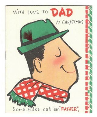 Vintage Hallmark Booklet Christmas Greeting Card Names For Father Dad 1950 