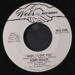 Bobby Holley: Baby,  I Love You / Moving Dancer 45 (very Sl Lbl Wear,  Sl Warp,  D