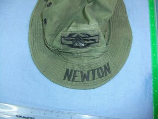Vietnam Us Army Og - 107 Green Poplin Jungle Boonie Hat Size 7? 7 - 1/8? Named