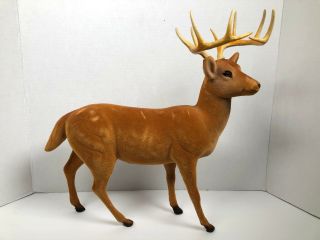 Large 14” Flocked Blow Molded Deer With Antlers