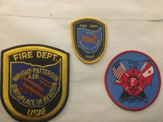 Set Of 3 Us Air Force Wright Patterson Afb Fire Department Patches Ohio