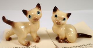 2 Vtg Hagen Renaker Miniature Bone China Siamese Kitten Kitty Cat Figurine