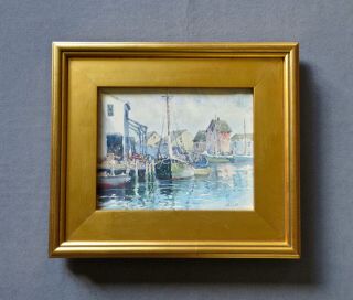 Listed Artist John A.  Cook (1870 - 1936) Gloucester,  Ma Harbor Watercolor Painting