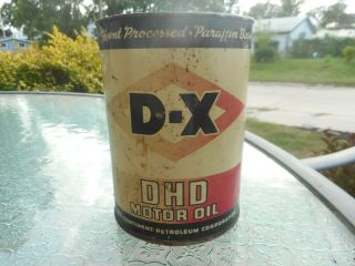 Vintage Dx Dhd Motor Oil Gas Station Tin 1 Quart Advertising Can
