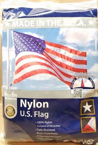 Betsy Flags,  4’ft.  X 6’ft.  American Nylon Flag,  Sewn Stripes & Embroidered Stars