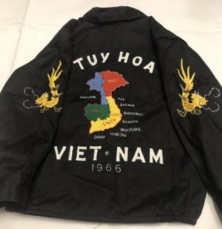Vintage Dated 1966 Vietnam Tuy Hoa Childs Embroidered Map Dragon Jacket