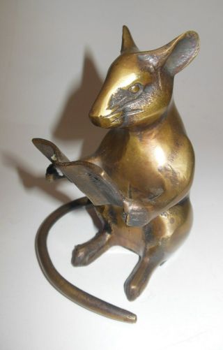 Vintage Mouse Or Rat Reading A Book Figurine Paper Weight