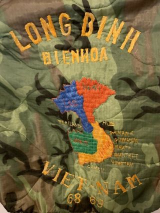 Vietnam War Embroidered Souvenir Jacket Long Binh Bienhoa 68 - 69