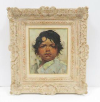 Vintage Artist / Diaz Framed Oil Painting Of A Young Mexican Peasant Child.