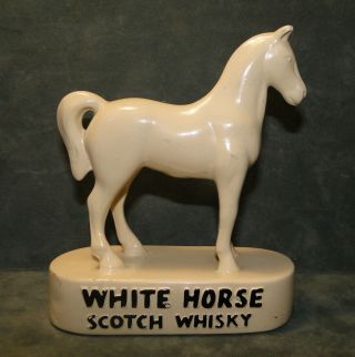 Vintage White Horse Scotch Whisky Horse Figurine Advertising 5 " Tall Ceramic