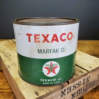 Vintage Texaco Marfak Grease Oil Can 5lb Empty Tin Metal Container