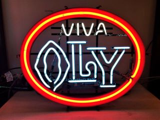Viva Oly Vintage Olympia Brewing Neon Beer Sign 19 - 1/2” X 24” (oly Is Blue Neon)