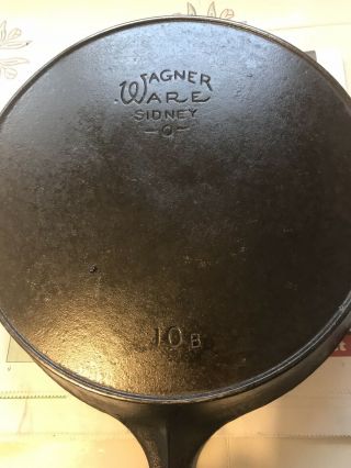 1920s Wagner Ware Sidney 10 Cast Iron Skillet 10b W/ Heat Ring And Ready