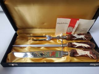 Anton Wingen Jr.  Othello 3 - Piece Stag Horn Antler Boxed Carving Set Germany