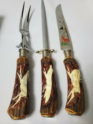 Anton Wingen Jr.  Othello 3 - Piece Stag Horn Antler Boxed Carving Set Germany 2