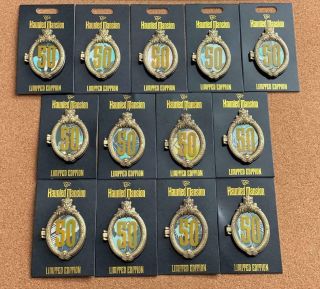Disney Wdi D23 Expo Haunted Mansion 50th Anniversary Hinged Portrait 13 Pin Set