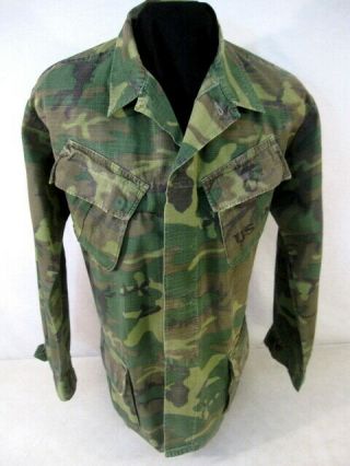 Vietnam Us Army Rip - Stop Erdl Camouflage Combat Coat Shirt Sz: Med/long 1969 1