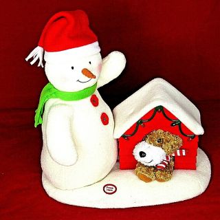 Hallmark Animated Musical Snowman Dog Doghouse Moving Lighted Singing Video