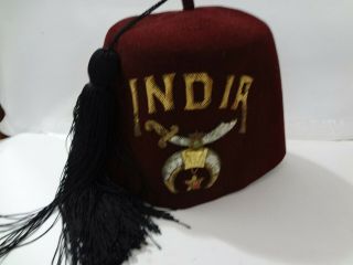 Shriner Masonic Fez Hat With Tassel India Sz 71/4 Craddock Uniforms Usa Euc Vtg