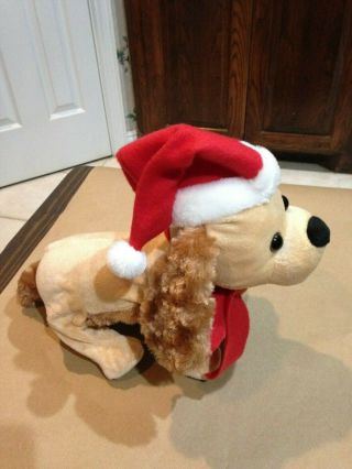 Gemmy Animated Dancing Puppy Dog Wearing A Santa Hat Christmas Holiday Toy