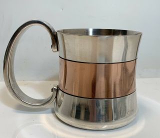 Vintage George Jensen Henning Koppel Modernist Silver And Copper Mug