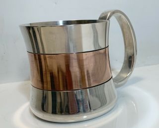 Vintage George Jensen Henning Koppel Modernist Silver and Copper Mug 2