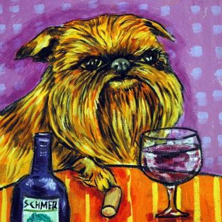 Brussels Griffon Art Painting Dog Art Tile Coaster Gift Jhschmetz Wine Art