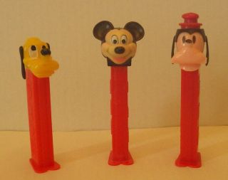 Pez Loose Vintage Goofy And Pluto With Modern Mickey