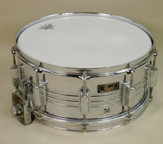 Vintage Pearl Snare Drum 10 Lug 6.  5 " X 14 " Sensitive Chrome Over Brass Cob