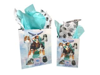 Cavalier King Charles Spaniels Dog Gift Bags Set Of Two With Tissue Paper