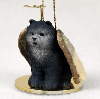 Chow Chow Ornament Angel Figurine Hand Painted Blue
