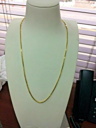 Vintage Italian 14k Yellow Gold 2mm Box Chain Necklace 18 " Or 25 ",  9.  4 Grams