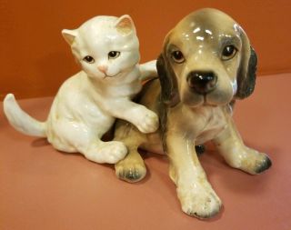 Vintage Dog And Cat Figurine Made In Japan