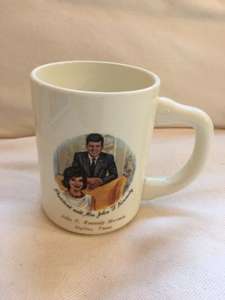 Vintage President And Mrs.  John F.  Kennedy Museum Coffee Cup Mug Dallas,  Tx