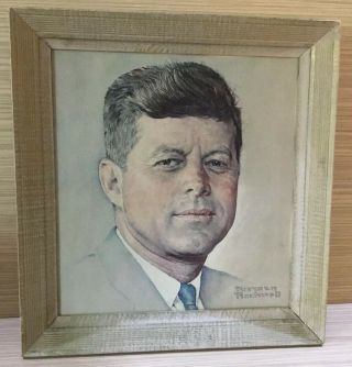 Framed Art,  Portrait Of President John F Kennedy On Canvas.  Norman Rockwell