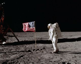 Apollo 11 Buzz Aldrin W/ Flag On Moon 8x10 Silver Halide Photo Print