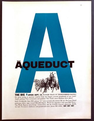 1959 Aqueduct Horse Race Racetrack Art 
