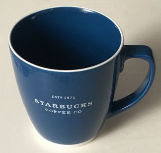 Starbucks 2007 Est 1971 Abbey Logo Large Blue & White Coffee Mug / Tea Cup 18 Oz