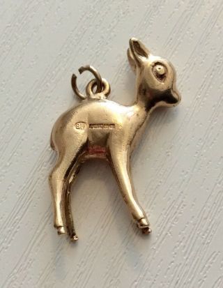 Lovely Vintage Very Solid Heavy 9ct Gold Fawn / Deer Charm Or Pendant